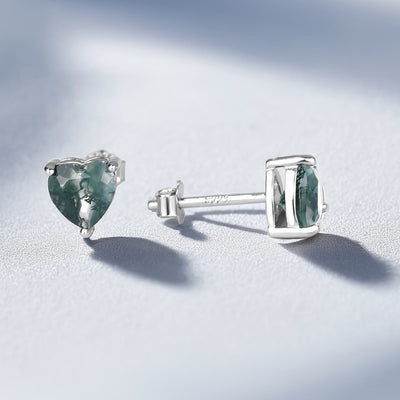 Olivenorma Heart Cut Moss Agate Earrings Necklace Ring