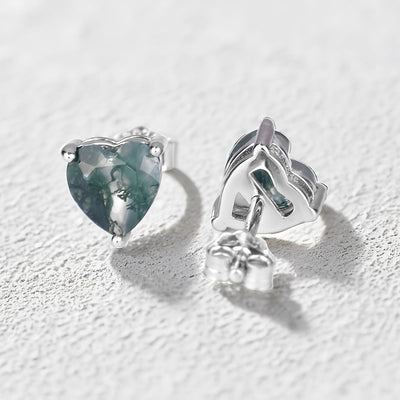 Olivenorma Heart Cut Moss Agate Earrings Necklace Ring