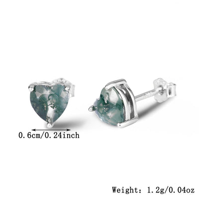 Olivenorma Heart Cut Moss Agate Earrings Necklace Ring