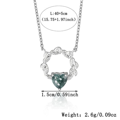 Olivenorma Heart Cut Moss Agate Earrings Necklace Ring
