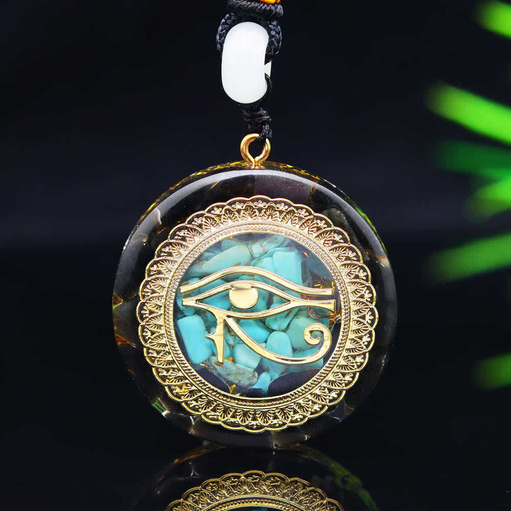 Olivenorma Black Onyx Turquoise Gravel Epoxy Orgone Necklace