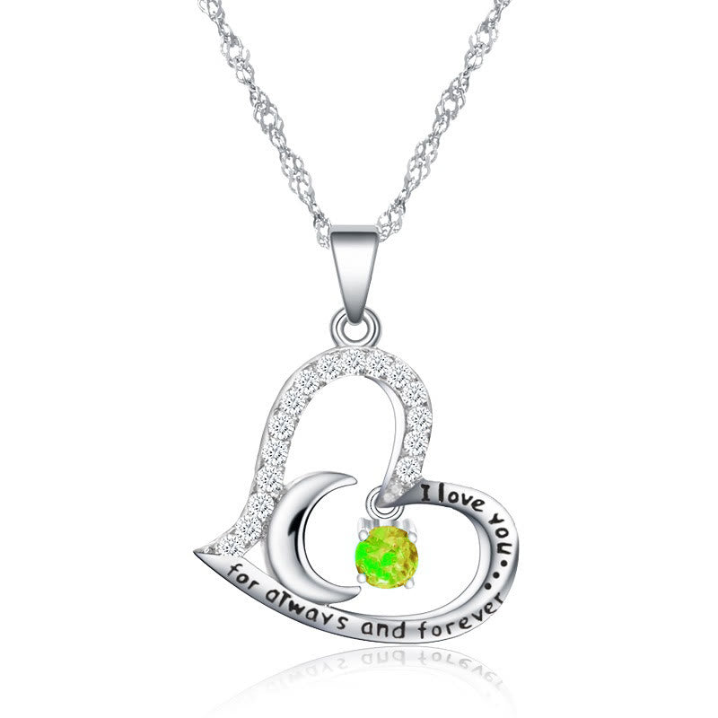 Olivenorma  "I Love you forever & always" Birthstone Necklace