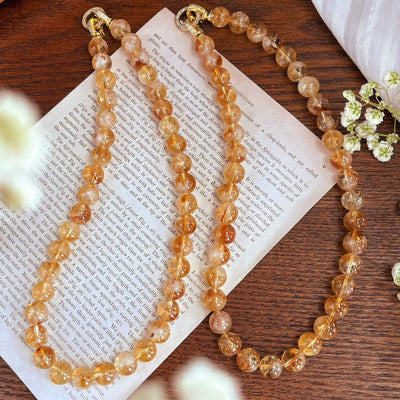 Olivenorma 10mm Natural Citrine Beads Bracelet Necklace