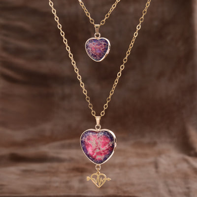 Olivenorma Natural Stone Double Chain Pendant Necklace