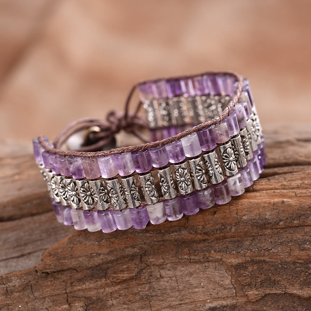 Olivenorma Emperor Stone Beaded Bohemian Wide Face Bracelet