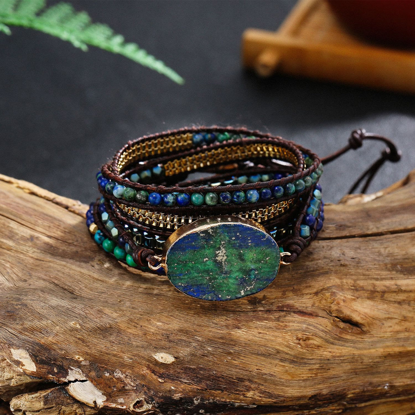 Olivenorma Lapis Lazuli African Turquoise Braided Bracelet