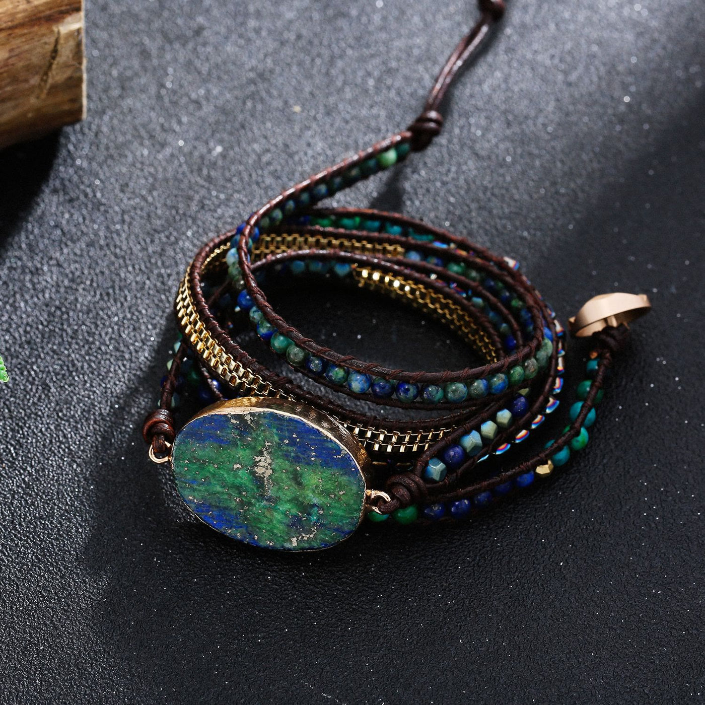 Olivenorma Lapis Lazuli African Turquoise Braided Bracelet