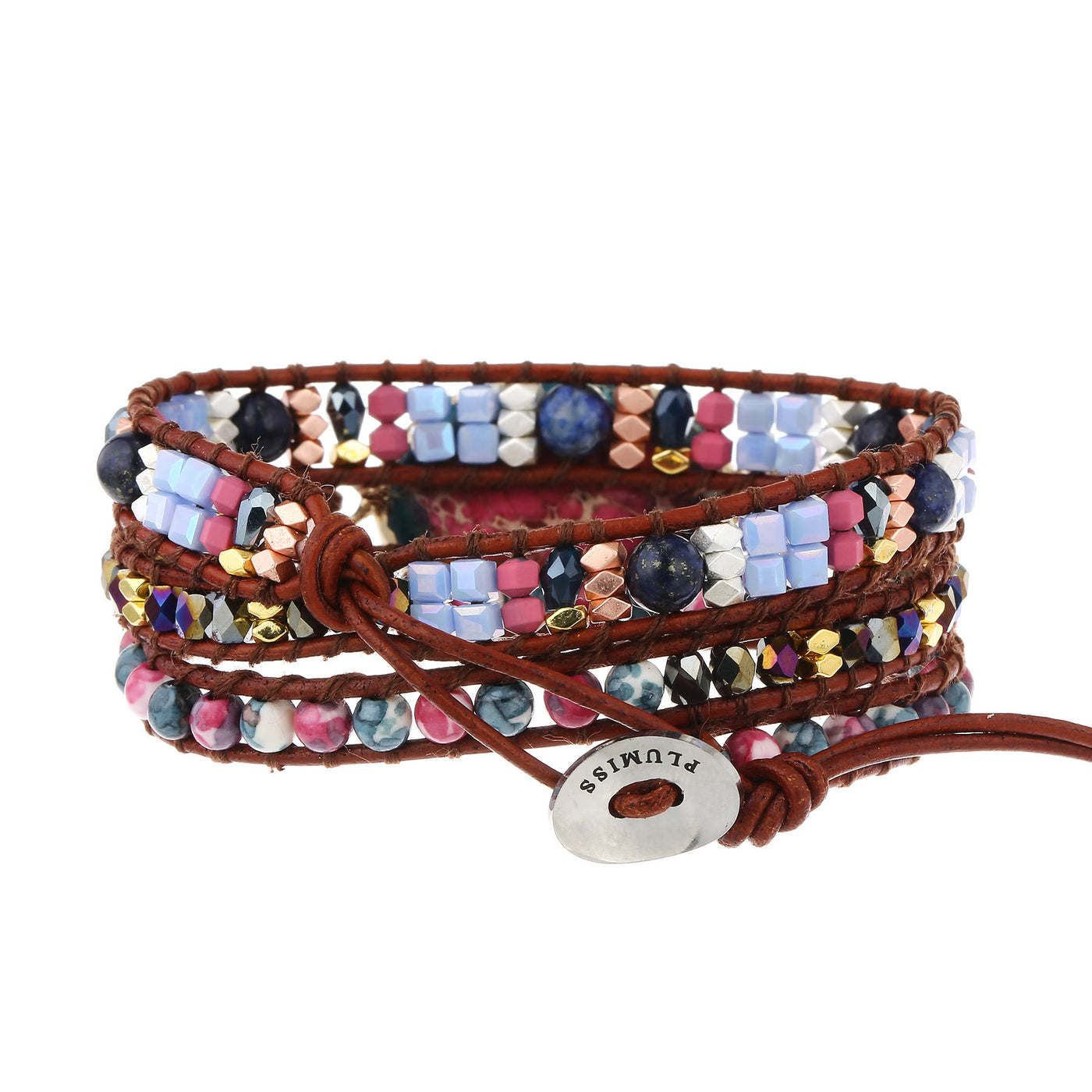 Olivenorma Blue Red Emperor Stone Braided Bracelet