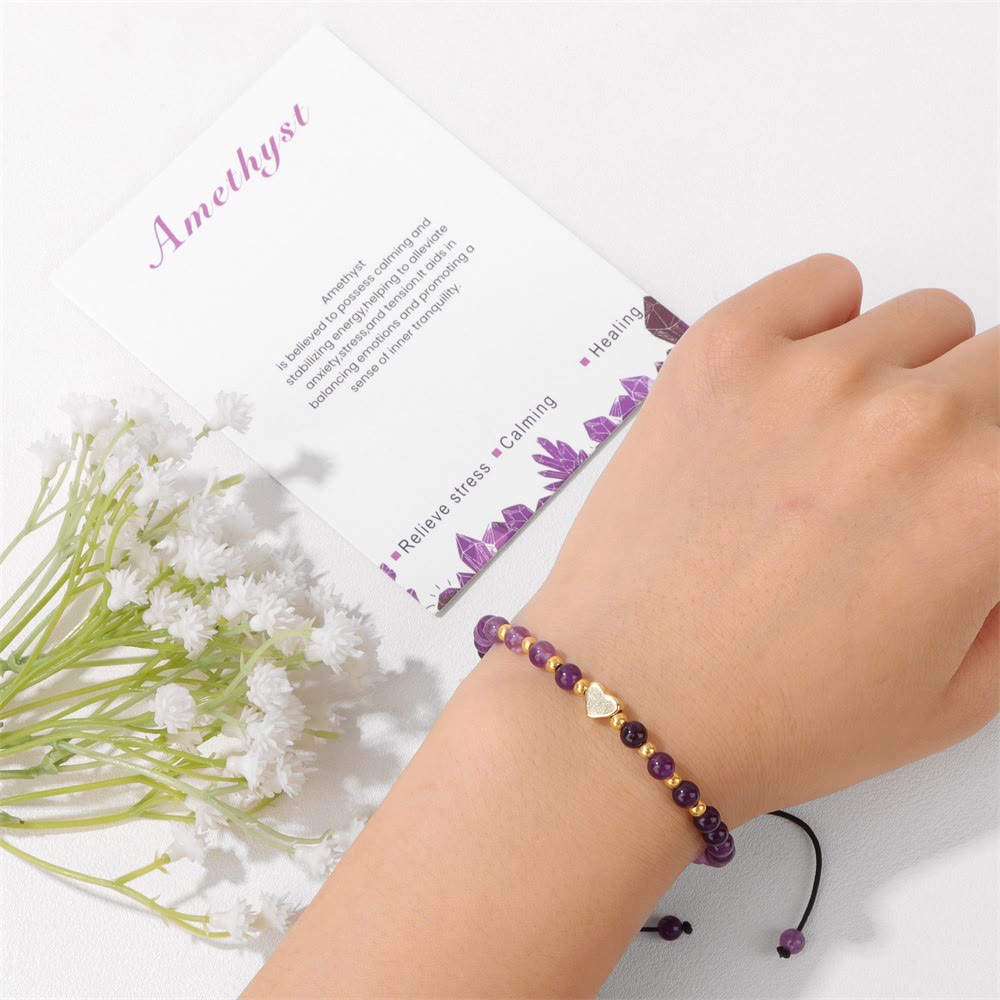 Olivenorma 4mm Natural Crystal Beads Drawstring Bracelet