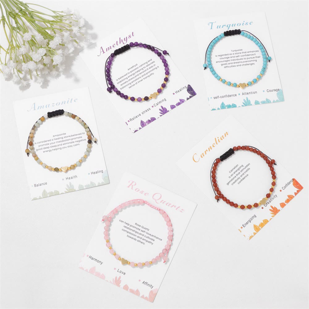 Olivenorma 4mm Natural Crystal Beads Drawstring Bracelet