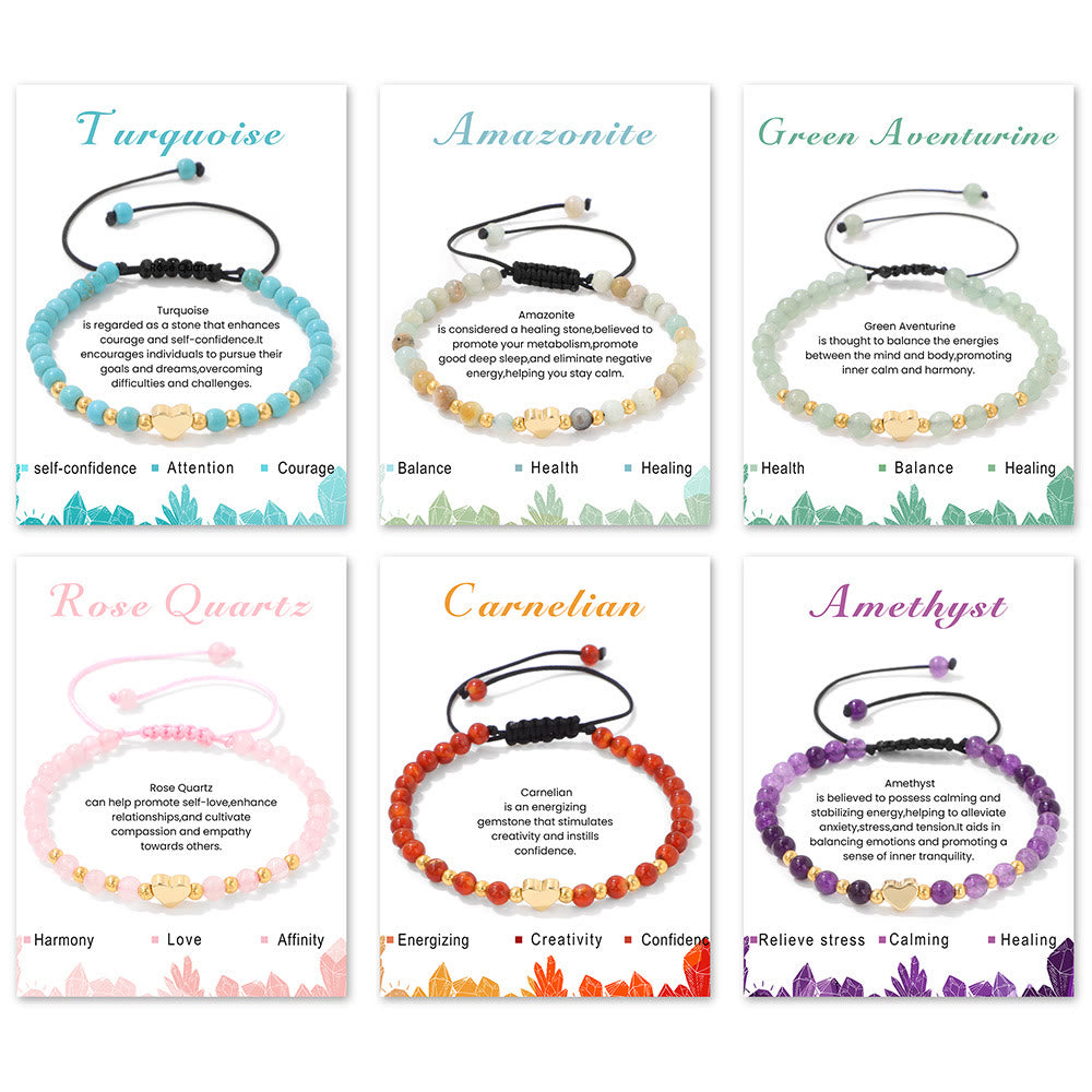 Olivenorma 4mm Natural Crystal Beads Drawstring Bracelet