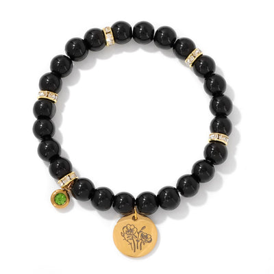 Olivenorma 8mm Obsidian Beads Birth Flower Bracelet