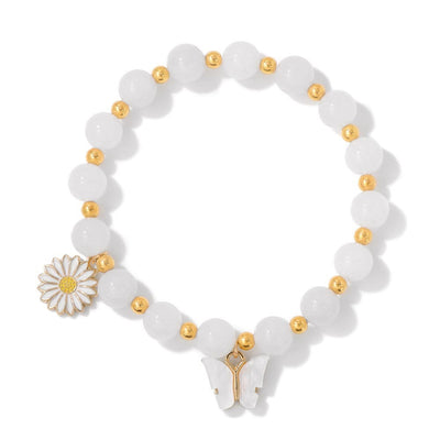Olivenorma Natural Crystal Beads Butterfly Pendant Bracelet
