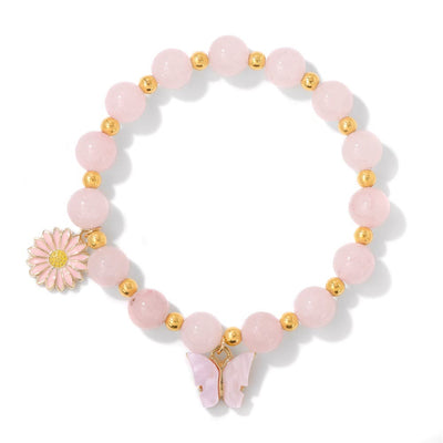 Olivenorma Natural Crystal Beads Butterfly Pendant Bracelet