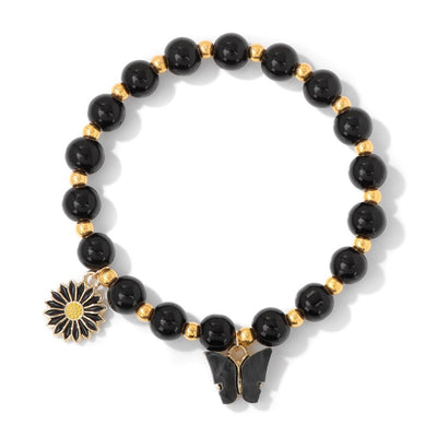 Olivenorma Natural Crystal Beads Butterfly Pendant Bracelet