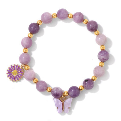 Olivenorma Natural Crystal Beads Butterfly Pendant Bracelet