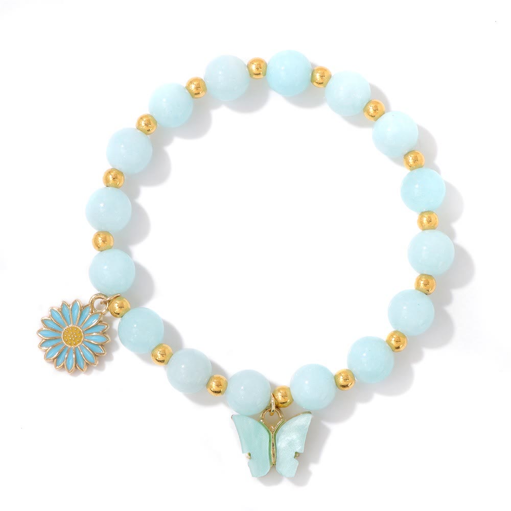 Olivenorma Natural Crystal Beads Butterfly Pendant Bracelet