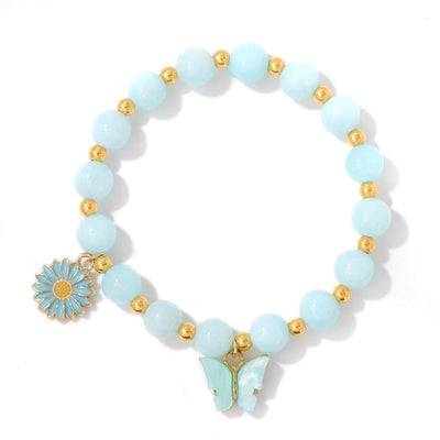 Olivenorma Natural Crystal Beads Butterfly Pendant Bracelet