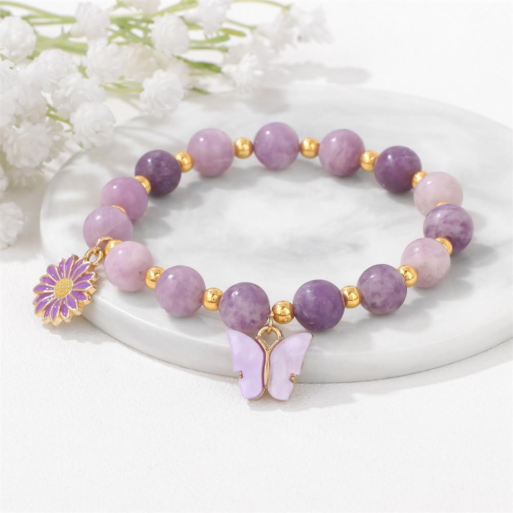 Olivenorma Natural Crystal Beads Butterfly Pendant Bracelet