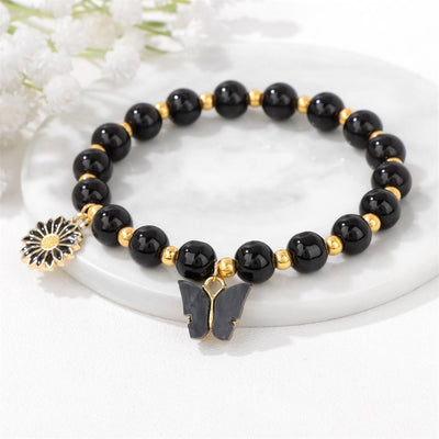 Olivenorma Natural Crystal Beads Butterfly Pendant Bracelet
