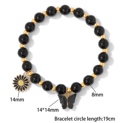 Olivenorma Natural Crystal Beads Butterfly Pendant Bracelet