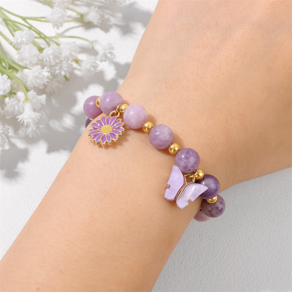 Olivenorma Natural Crystal Beads Butterfly Pendant Bracelet