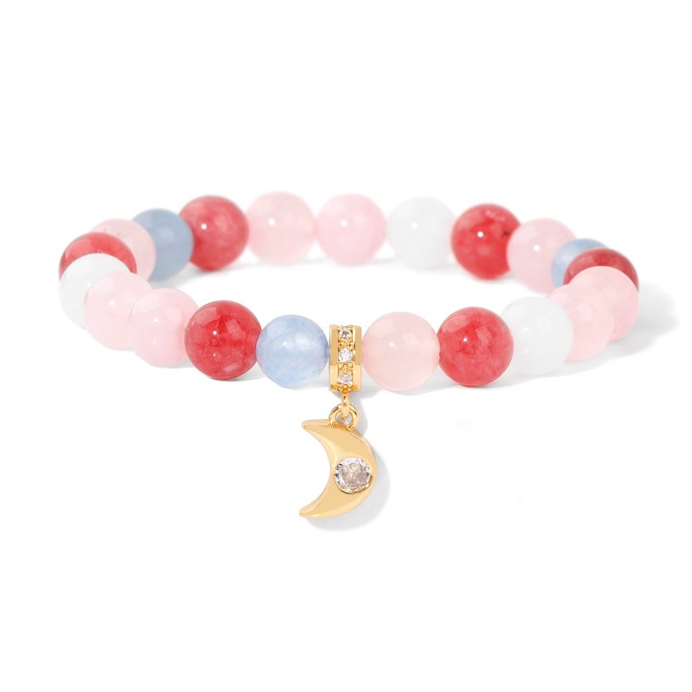 Olivenorma Natural Stone Beads Zircon Moon Pendant Bracelet