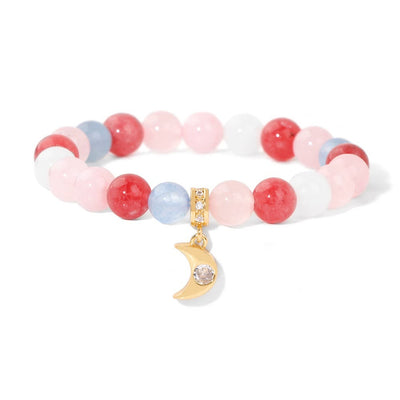 Olivenorma Natural Stone Beads Zircon Moon Pendant Bracelet