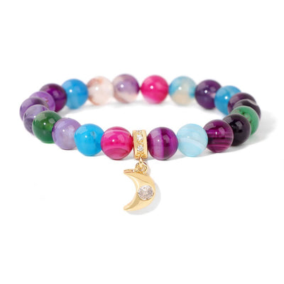 Olivenorma Natural Stone Beads Zircon Moon Pendant Bracelet