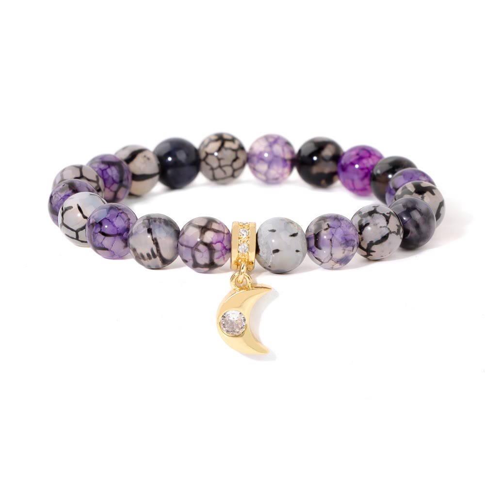Olivenorma Natural Stone Beads Zircon Moon Pendant Bracelet