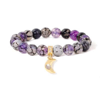 Olivenorma Natural Stone Beads Zircon Moon Pendant Bracelet