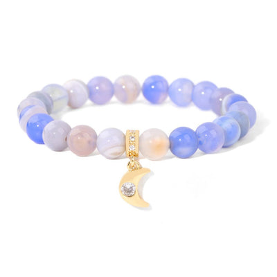 Olivenorma Natural Stone Beads Zircon Moon Pendant Bracelet