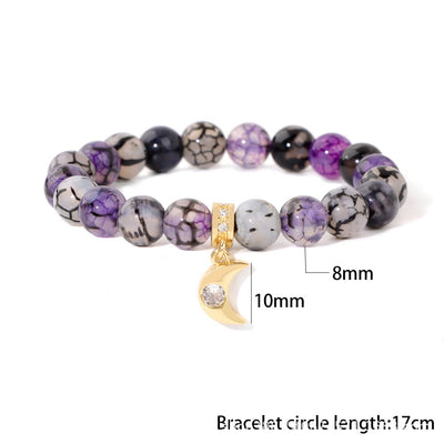 Olivenorma Natural Stone Beads Zircon Moon Pendant Bracelet