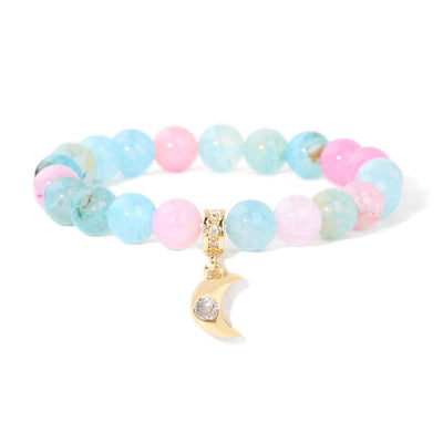 Olivenorma Natural Stone Beads Zircon Moon Pendant Bracelet