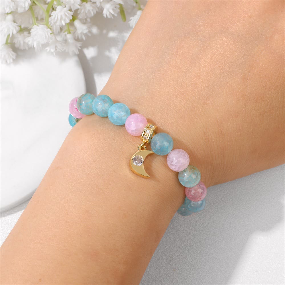Olivenorma Natural Stone Beads Zircon Moon Pendant Bracelet