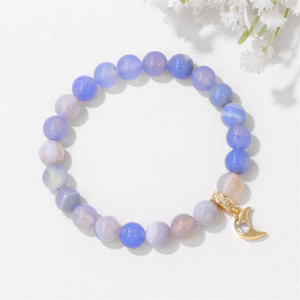 Olivenorma Natural Stone Beads Zircon Moon Pendant Bracelet