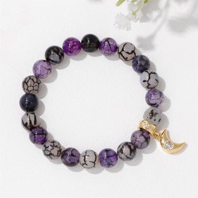 Olivenorma Natural Stone Beads Zircon Moon Pendant Bracelet