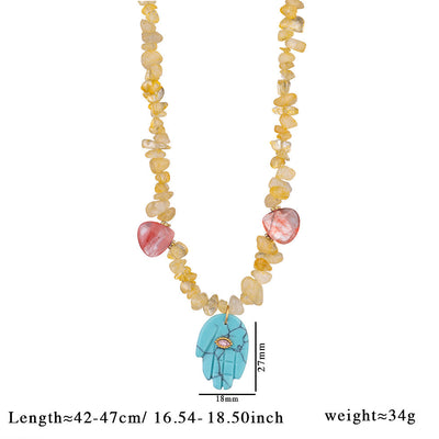 Olivenorma Irregular Crystal Bead Hamsa Pendant Necklace