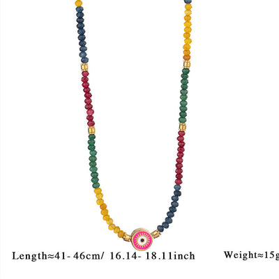 Olivenorma Natural Crystal Beads Evil Eye Pendant Necklace