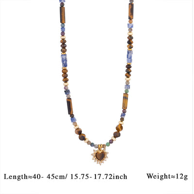 Olivenorma Vintage Natural Tiger Eye Bead Pendant Necklace