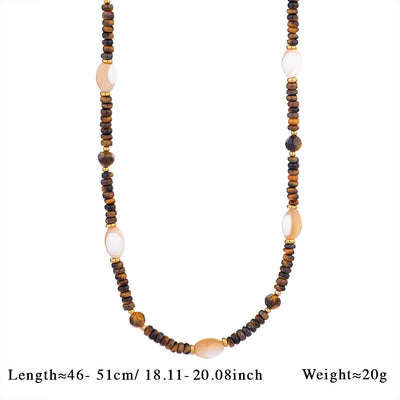 Olivenorma Vintage Natural Tiger Eye Bead Pendant Necklace