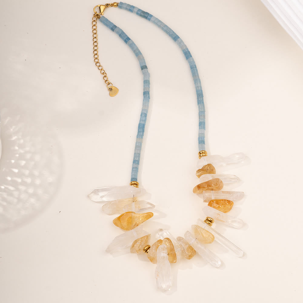 Olivenorma Crystal Beads Stainless Steel Fish Pendant Necklace