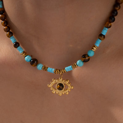 Olivenorma Amethyst Tiger Eye Beads Evil Eyenecklace