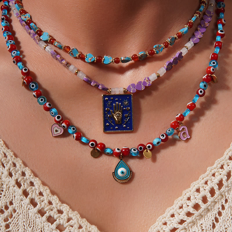 Olivenorma Emperor Stone Beads Evil Eye Pendant Necklace