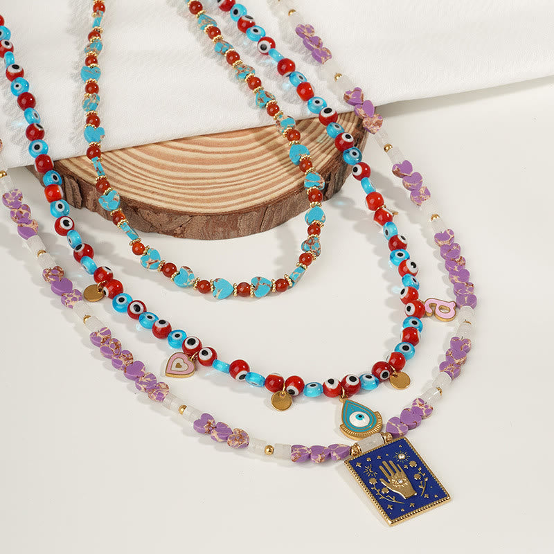 Olivenorma Emperor Stone Beads Evil Eye Pendant Necklace
