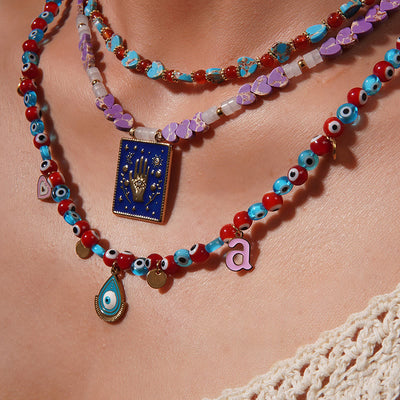 Olivenorma Emperor Stone Beads Evil Eye Pendant Necklace