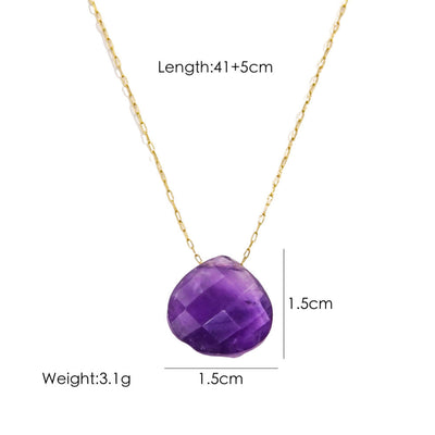 Olivenorma Natural Crystal Faceted Water Drop Pendant Necklace