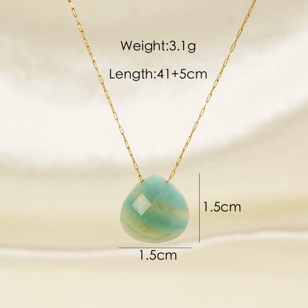 Olivenorma Natural Crystal Faceted Water Drop Pendant Necklace