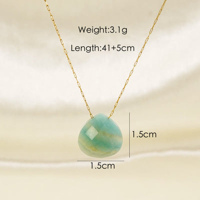 Olivenorma Natural Crystal Faceted Water Drop Pendant Necklace