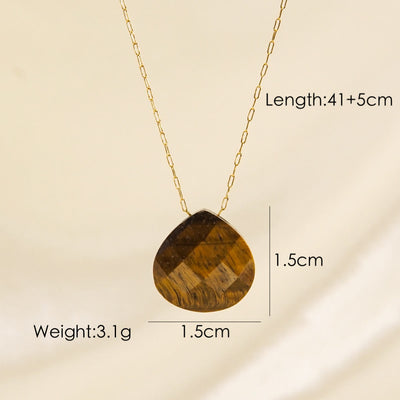 Olivenorma Natural Crystal Faceted Water Drop Pendant Necklace